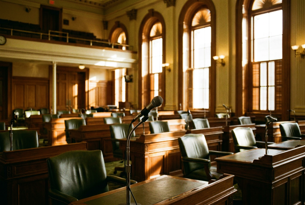 The California State Senate chamber in Sacramento, where the California Voting Rights Act was debated and signed into law on August 5, 2002.