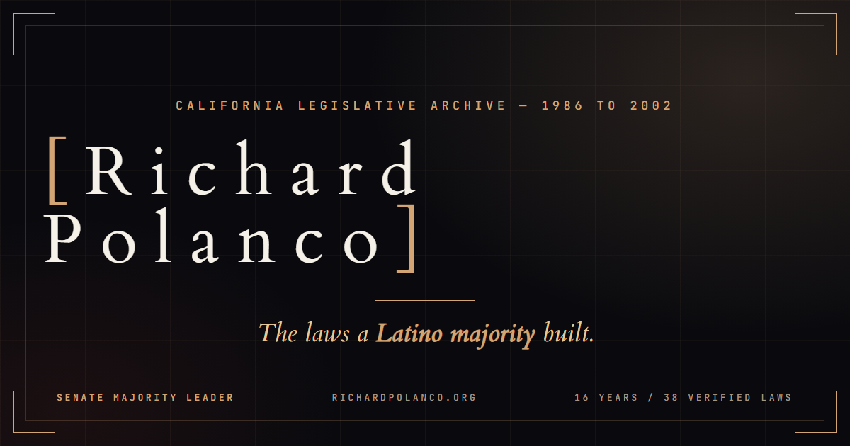 Richard Polanco: California Legislative Archive. The laws a Latino majority built.